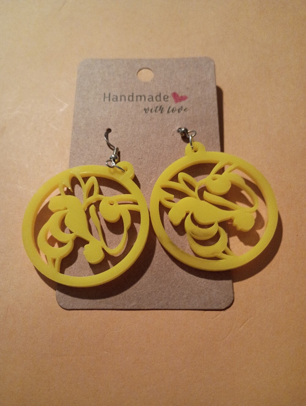 Handmade Yellow Honey Bee Earrings